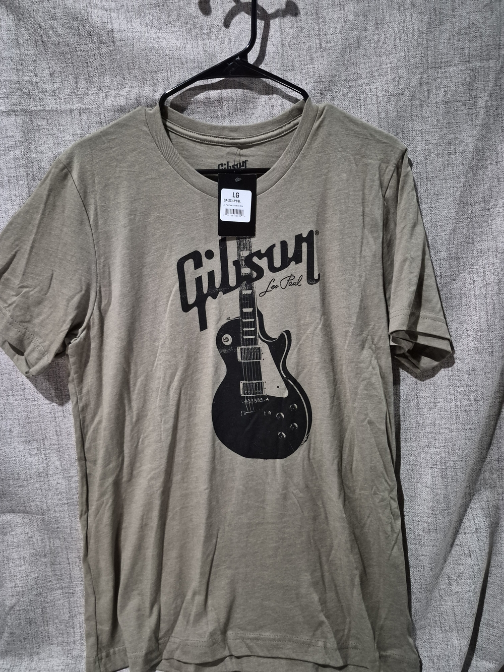 Gibson Olive Short Sleeve Tee with Black Guitar Graphic